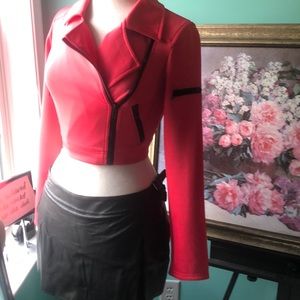 NWT Material Girl Hot Pink Moto Asymmetrical Zip Jacket Sz M
